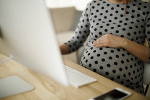 Pregnant Woman Working From Home Office